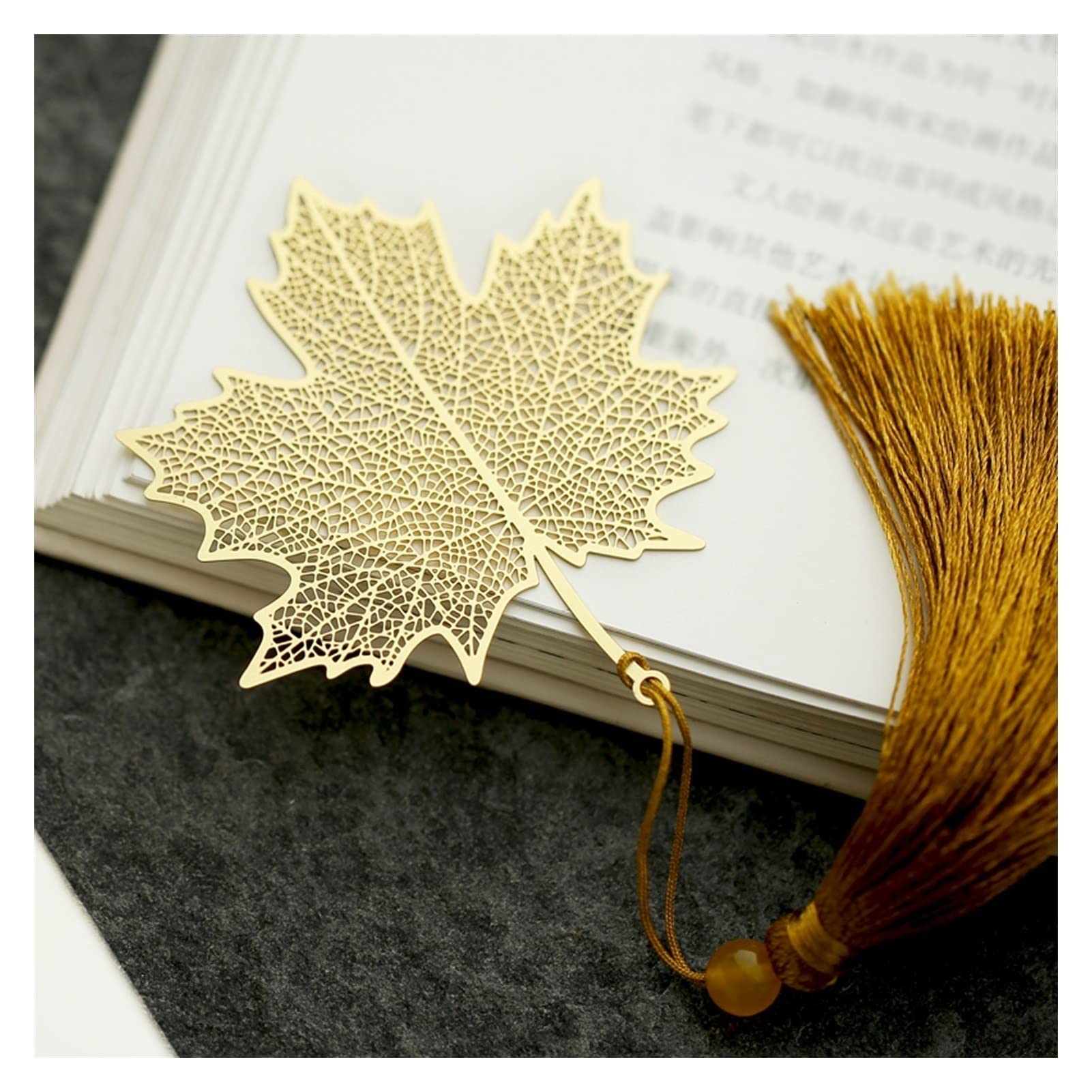 Marque-page en métal creux en forme de feuille pour livre