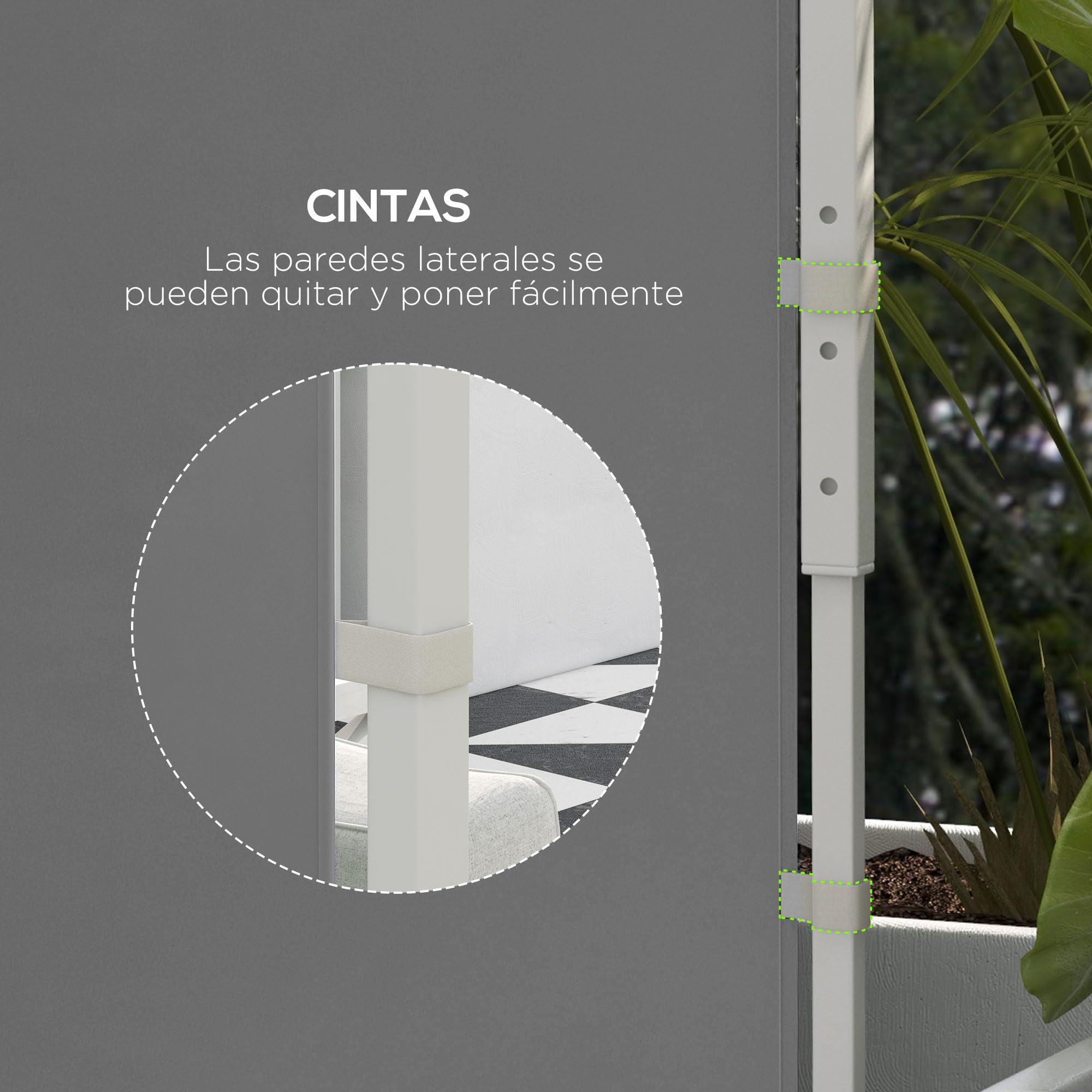 Outsunny 2 Paredes Laterales para Carpas de 3 x 3/3 x 6 m, 300x200 cm, Paredes Laterales de Repuesto para Cenador de Tela Oxford con Ventana Enrollable y Puerta con Cremallera, para Fiestas, Gris
