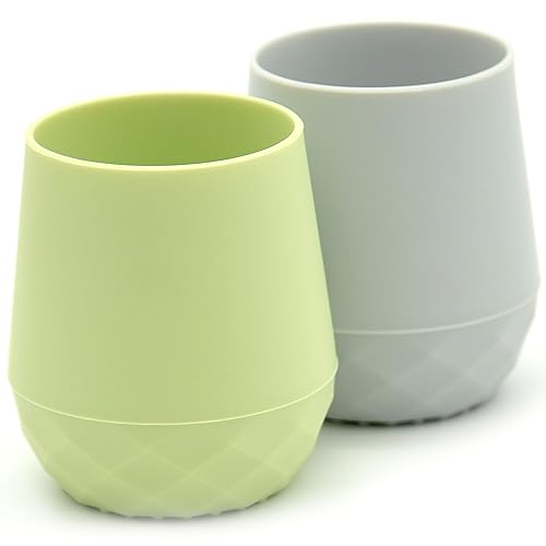 Miniatura 10 de Vasos de entrenamiento de silicona para bebés mayores de 4 meses | Paquete de 2 tazas de transición pequeñas para regalo de bebé niña, taza de agua