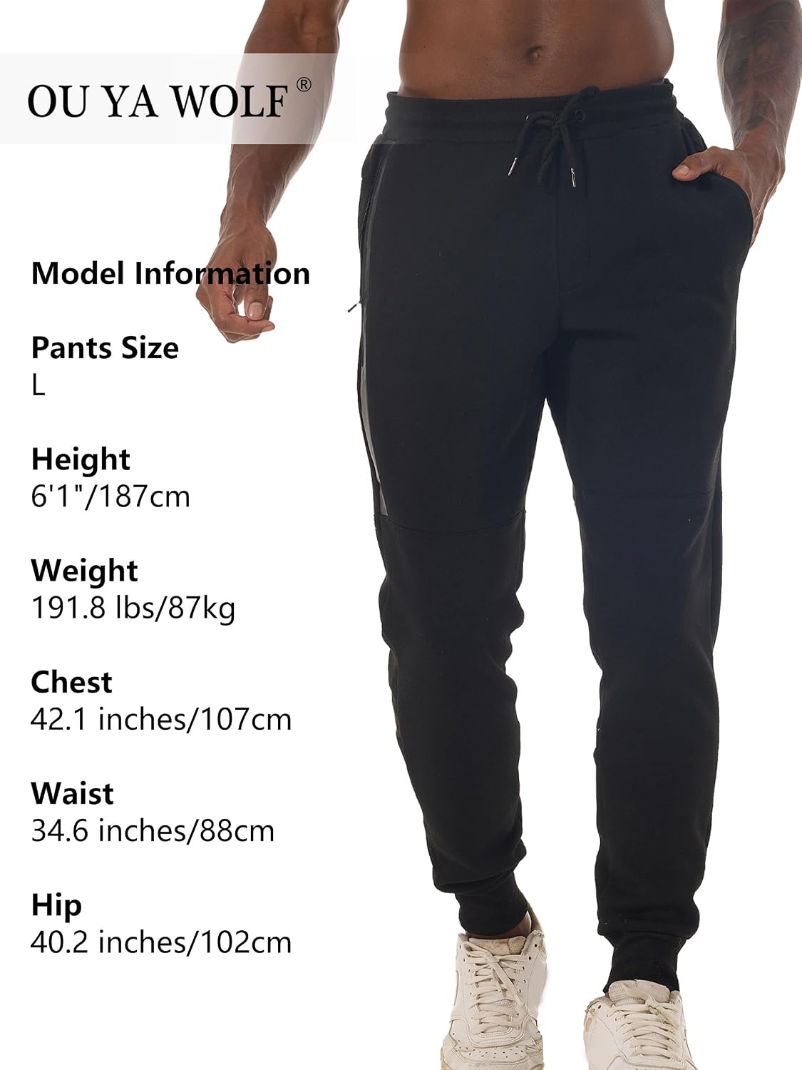Men's Sweatpants with Zipper Pockets Athletic Pants Fleece Joggers Traning Track Pants for Men Running Hiking