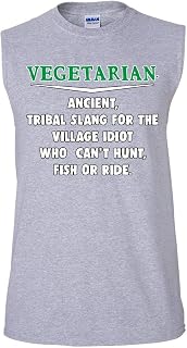 Tee Hunt Vegetarian Definition Muscle Shirt Offensive Village Idiot Vegan Meat Sleeveless