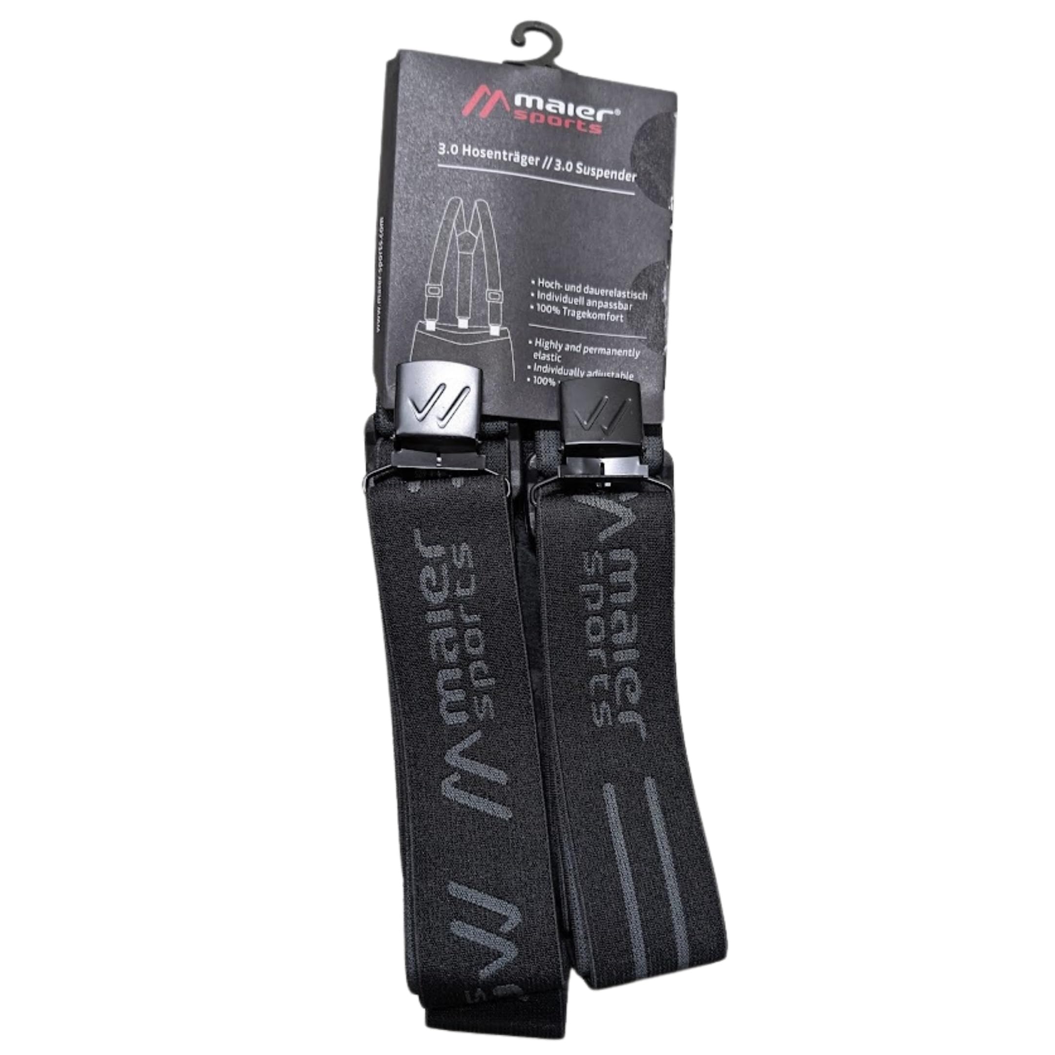 Maier Sports SKI Hosenträger für Skihosen Snowboardhosen, Einheitsgröße, Schwarz
