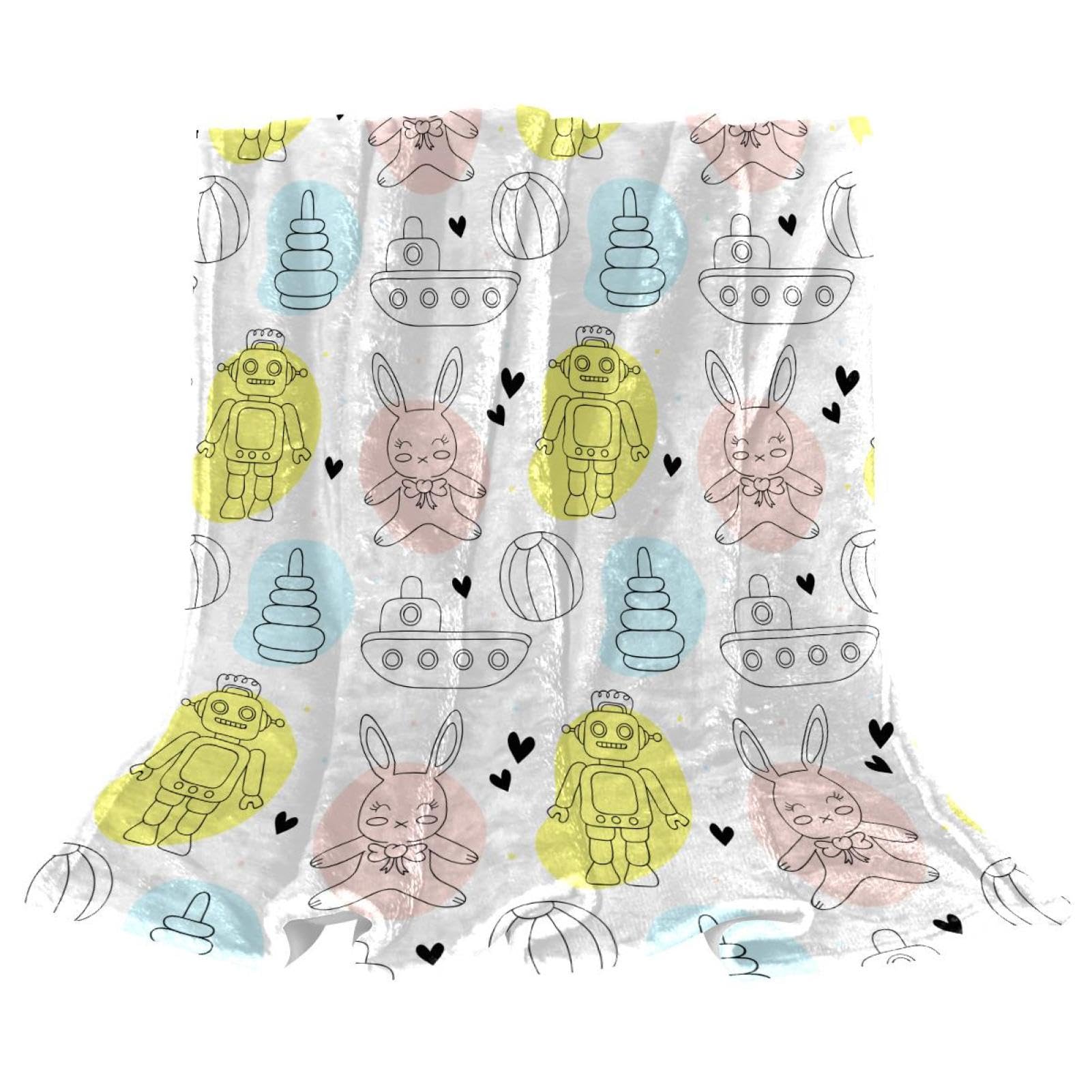 Couverture polaire lapin douce 150x130 cm pour canapé