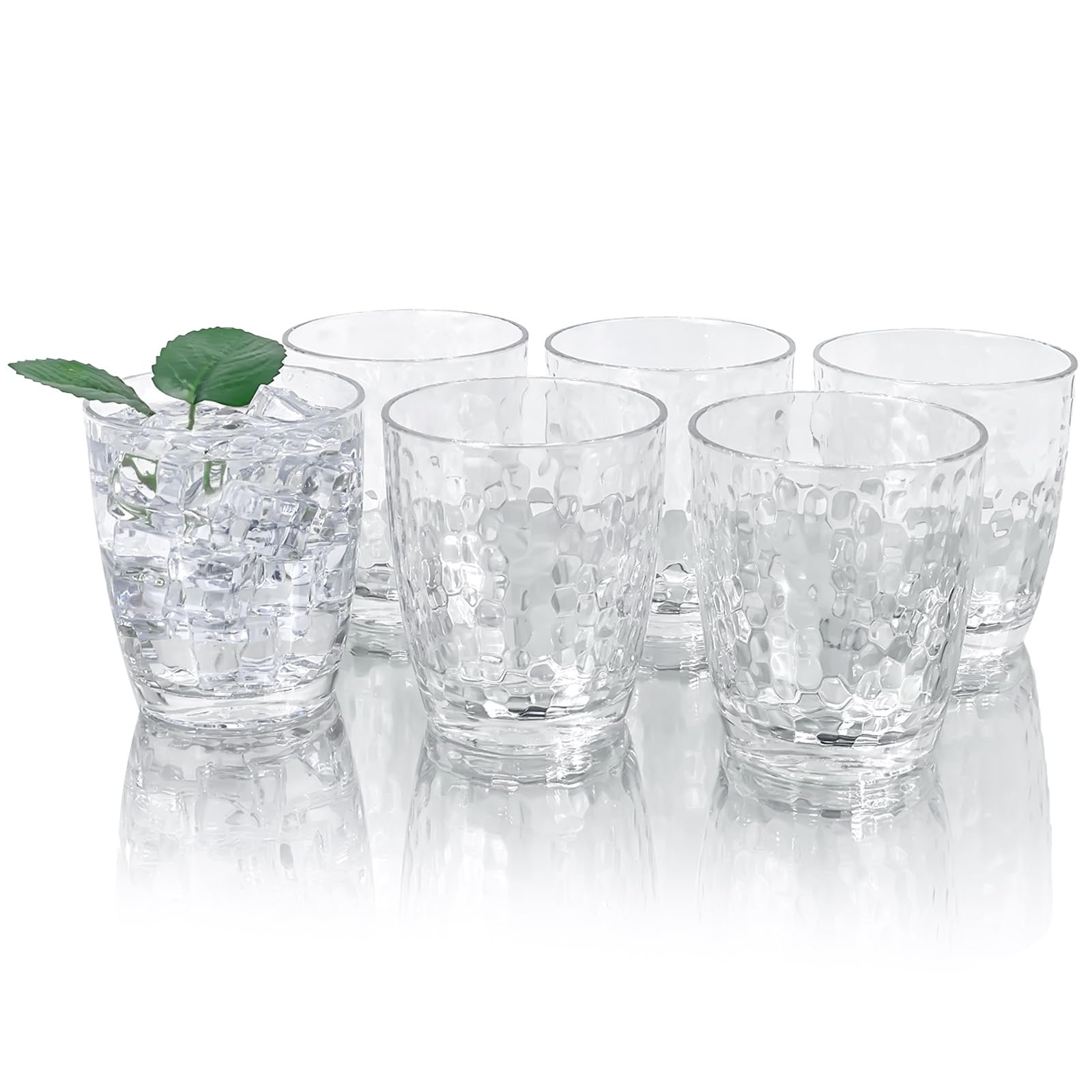 Yanglonghui 26-Ounce Plastic Tumblers (Set of 6), Reusable Plastic Mugs, BPA-Free Acrylic to Drink Mugs, Shatter Resistant, Textured Interior, Dishwasher Safe (Clear Color, 15 Onuce)