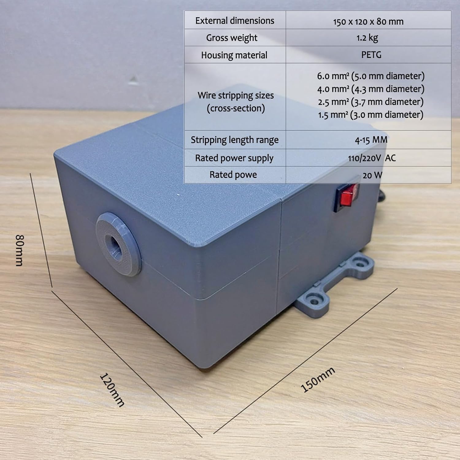 Półautomatyczne szczypce do ściągania izolacji do kabli elastycznych (1,5-6,0 Mm²), 20 W, regulowana długość ściągania izolacji od 4 do 15 Mm, gotowa do użycia, do kabli elastycznych
