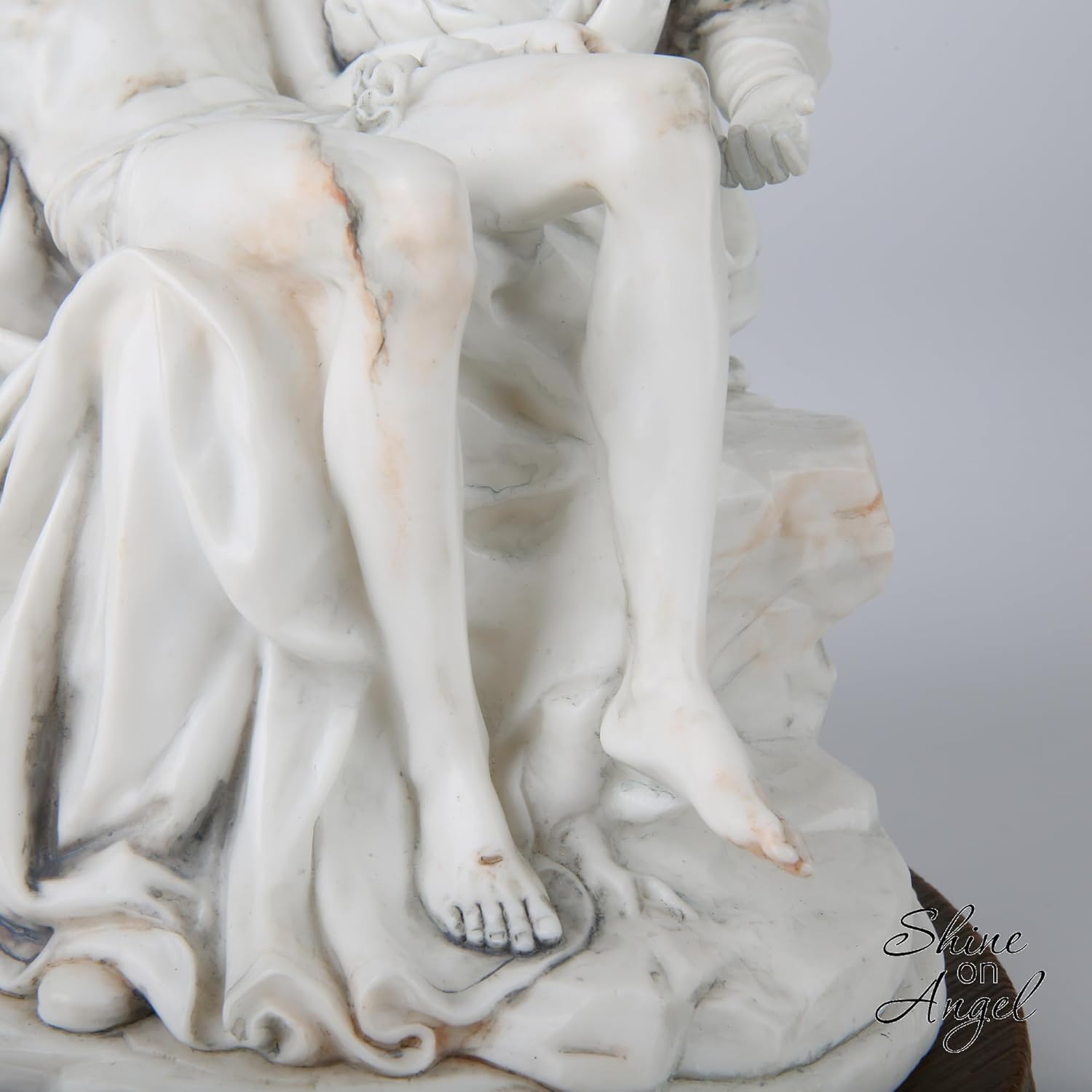 Pieta Statue - Michelangelo’s Pietà Replica Sculpture - Hand Painted Marble Finish Jesus and Holy Mother Madonna 10 Inch Renaissance Home Decoration Collection