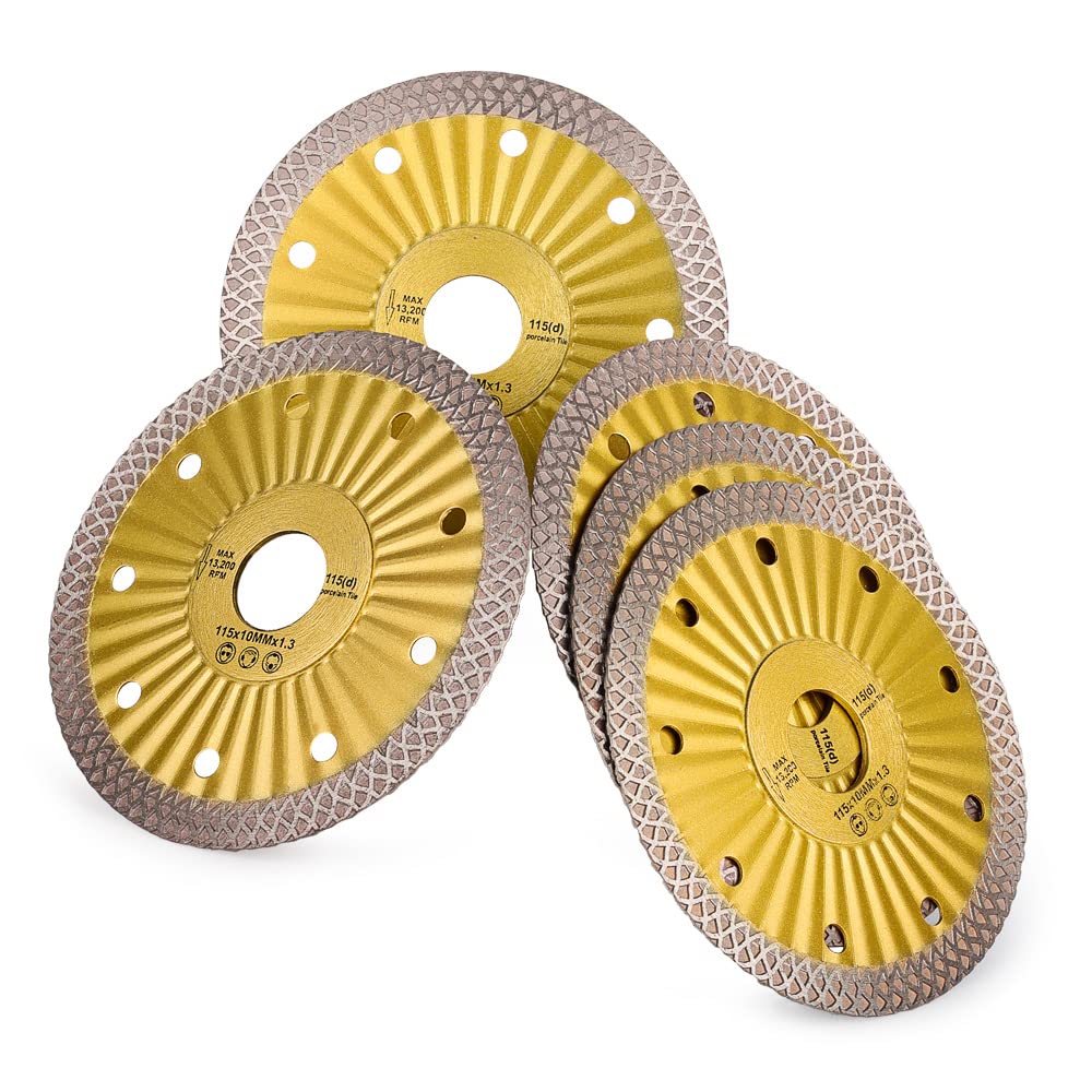 5 pz/scatola 4.5 "Super Thin Diamond Tile Blade per il taglio Porcellana Piastrelle Ceramica Granito Marmo (5, 4.5")