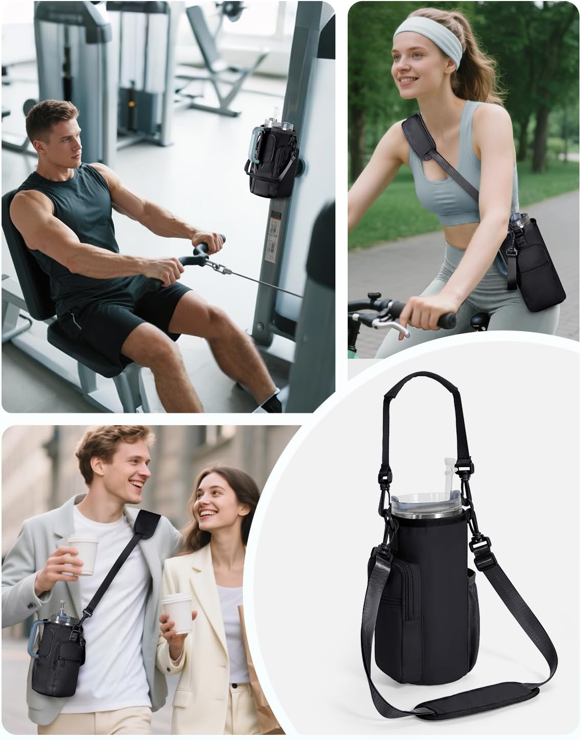 sportsnew Magnetic Gym Bag for Women Men, Water Bottle Carrier Holder with Strap & Phone Pockets for 40oz Tumbler with Handle, 4 Built-in Magnets Small Gym Bag for Sports, Workout, Fitness, Walking - Image 6