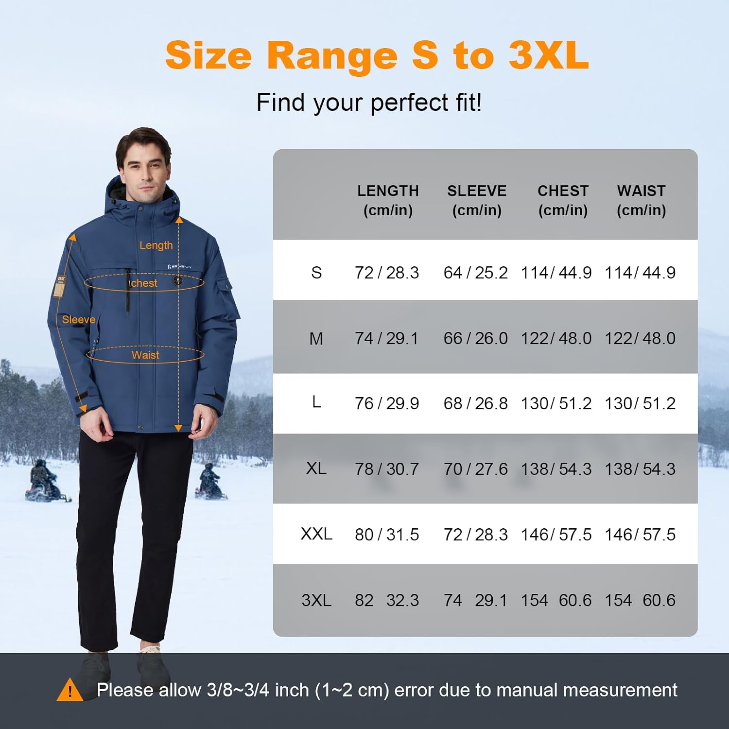 Heated Jacket for Men with 20000 mAh Battery Pack Fleece Lining Mens Heated Coat Waterproof Windproof Skiing Hunting