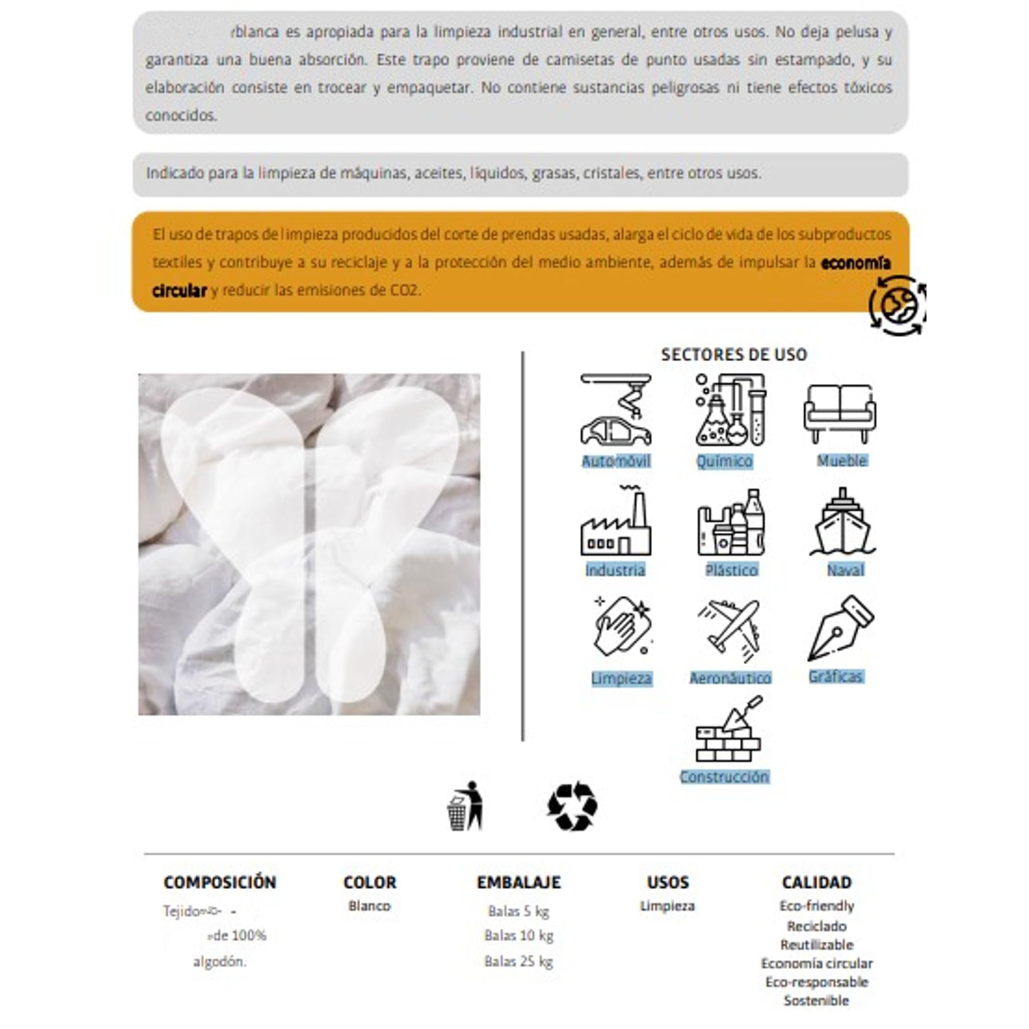 Bricoloco Strofinacci multiuso per uso domestico e professionale. Officina, Cucina, Cristalli, Pulizia dell'auto. Panni multiuso per pulire e assorbire. (bianco, confezione da 2 x 25 kg. Cotone