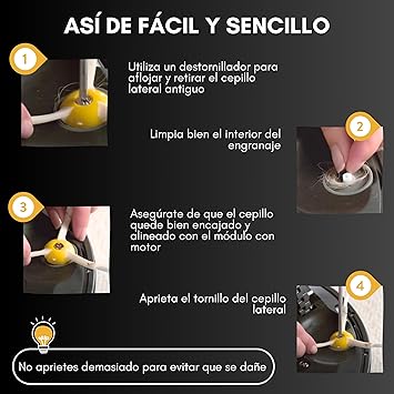Pack de 4 Cepillos Laterales y 4 Tornillos de Repuesto para Roomba Serie 500, 600, 700 y 800- Kit de Accesorios de Recambio para Aspiradora Robot - Compatible con Roomba (Series 500, 600 y 700)5