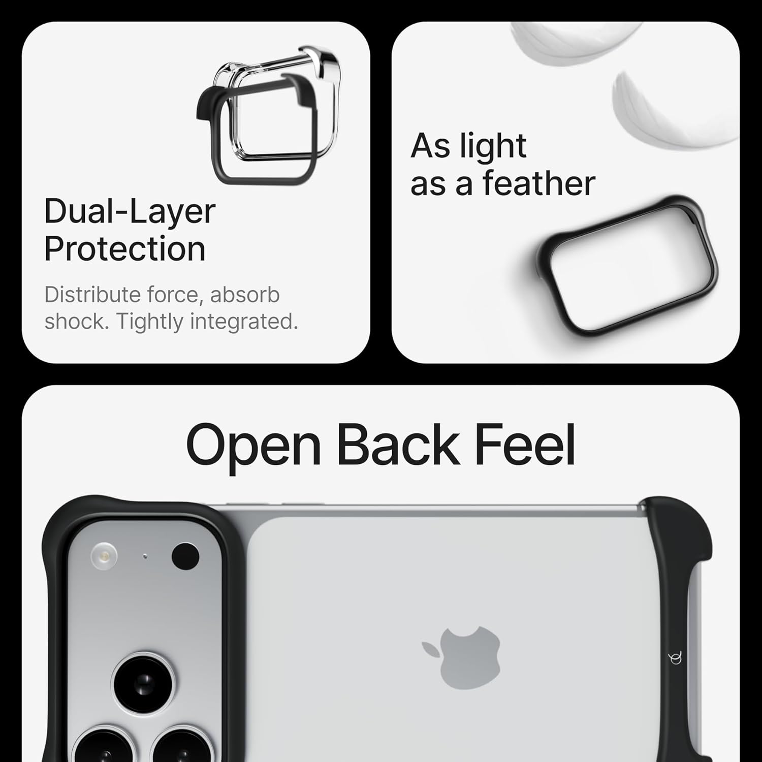 Arc Pulse Compatible with iPhone 17 Pro Max Phone Case (2025), Minimalist Protective Shock Absorption Aerospace Grade Aluminum Shells + Elastomer Inlays Easy Fit 6.9 inch (Aluminum Matte Black) - Image 6