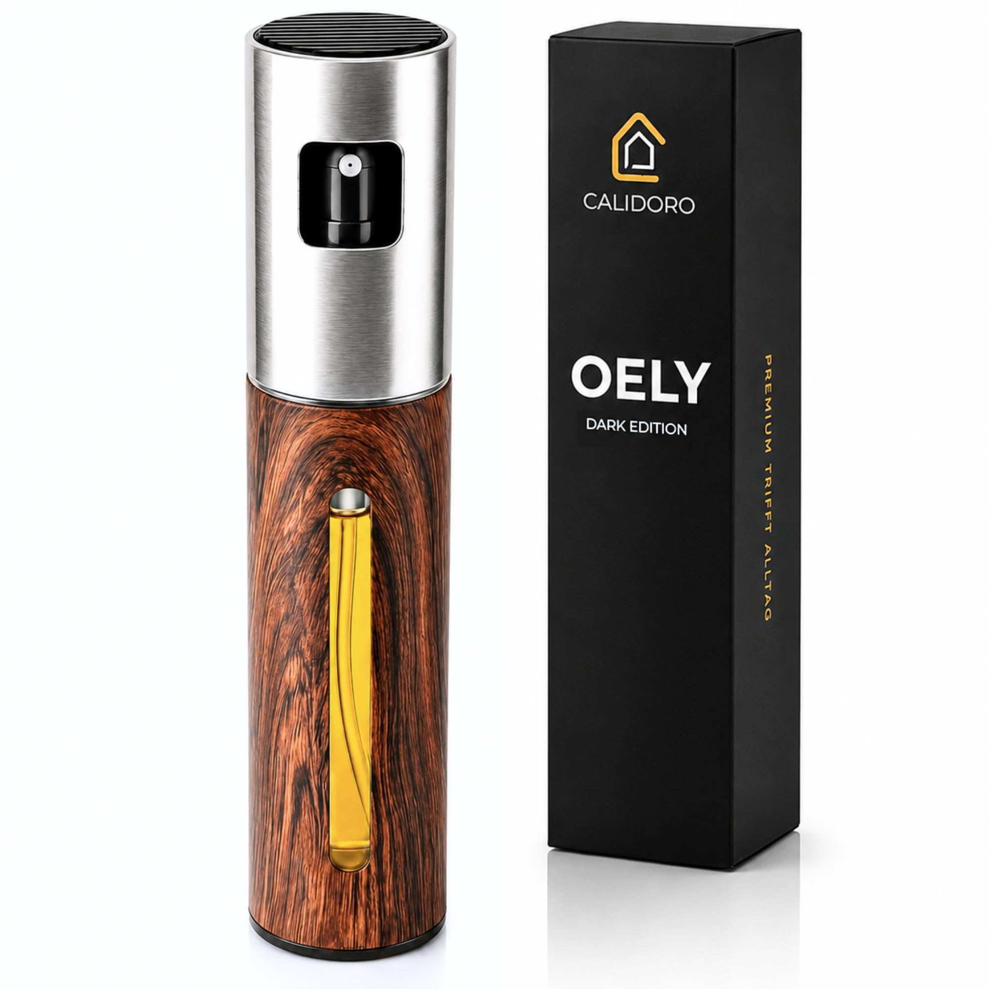 Ölsprüher [Edelstahl, 100ml] – Öl Sprühflasche für präzise Dosierung – Ölspray für Airfryer & Heißluftfritteuse – Sprühflasche Öl für Speiseöl & Essig – Oil Sprayer (DARK EDITION)