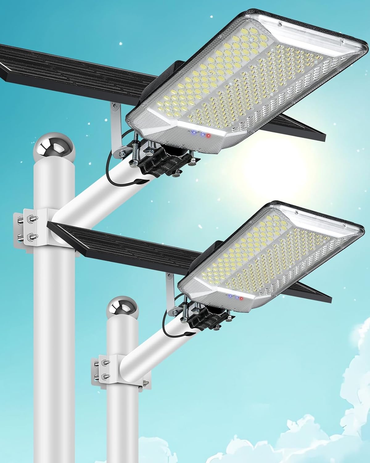 20000W Solar Street Lights Outdoor- Solar Lights Outdoor Waterproof IP67, Heavy Duty Parking Lot Light Commercial Dusk to Dawn with Remote Control for Outside Driveway (20000W-2PACK)