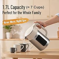 Vista 6 de Mecity Electric Kettle 1.7L Touch Screen Temperature Control Water Boiler, No Plastic Contact with Water. 6 Presets For Tea and Coffee, 2 Hours Keep