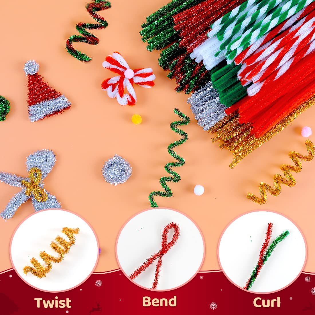 Praisebankpipe Cleaners For Crafts 200pcs In Golden Glitter