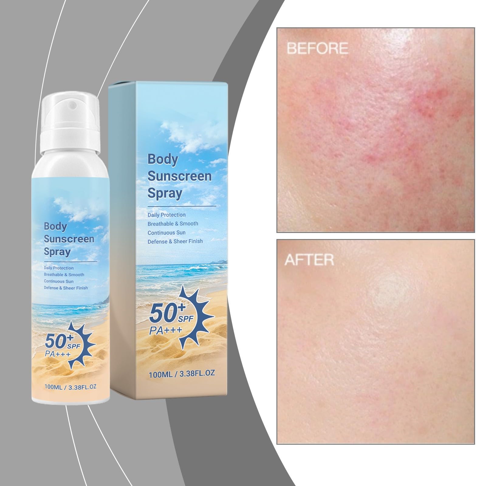 Outdoor Duo Schütz Sonnenspray mit SPF 50++Stark UV-Strahlen Abwehr, Wasserdichte Leichte Sprühformel für Sport und Reisen, Schutz vor Sonnenbrand & Pigmentflecken 100ml (3 PCS)