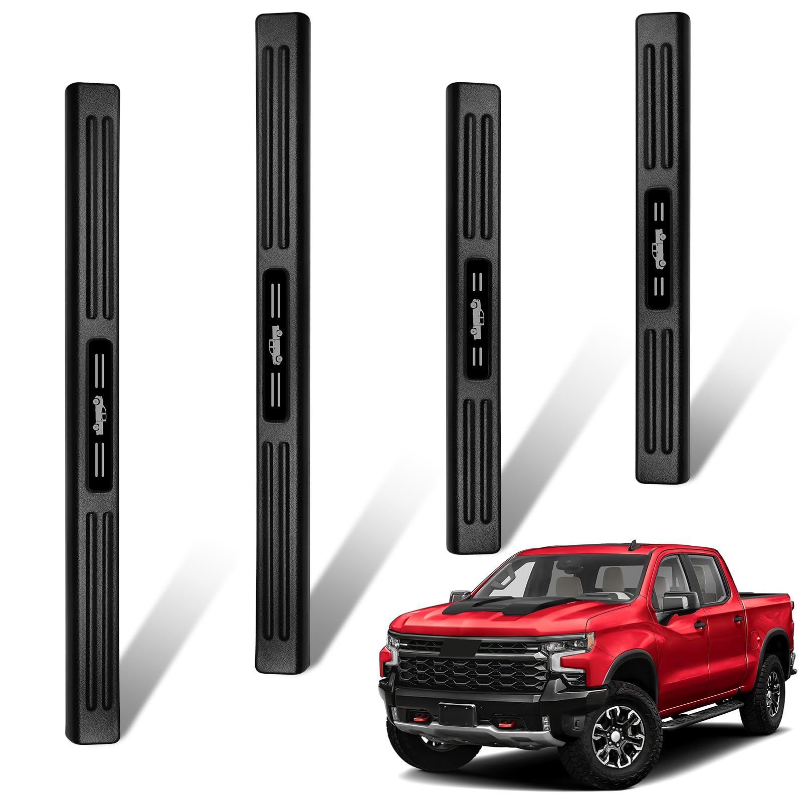 DWKJMYCP 4PCS ABS Material Door Sill Guards for Chevy Silverado 1500/GMC Sierra 1500 2019-2025 Accessories Door Sill Protector for Chevy Silverado 2500 3500 /Sierra 2500 3500 2020-2025