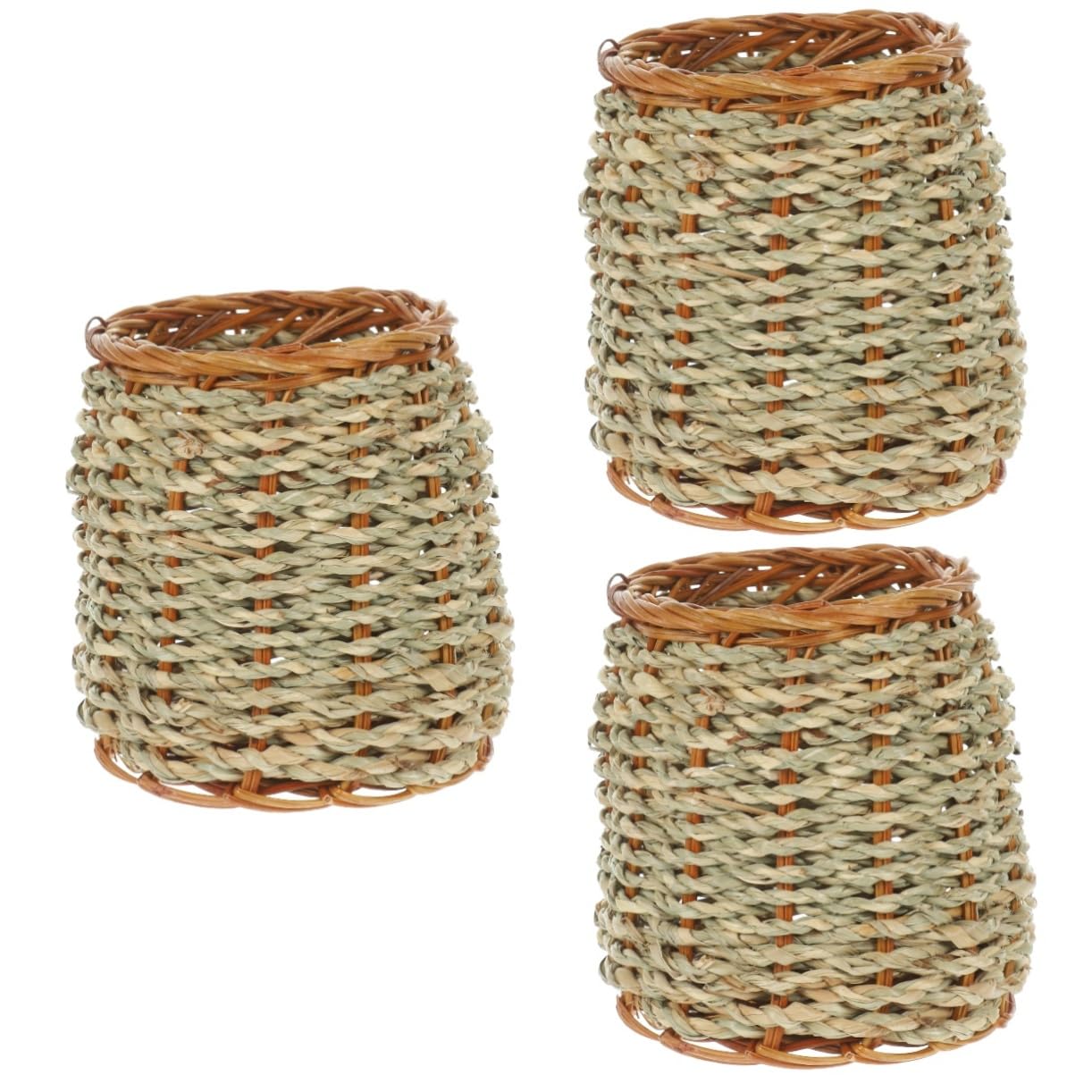 SHINEOFI 3piezas Organizador De Escritorio Woven Pen Holder De Natural Portalápices De y Decoración Para Almacenamiento De Utensilios De Papelería