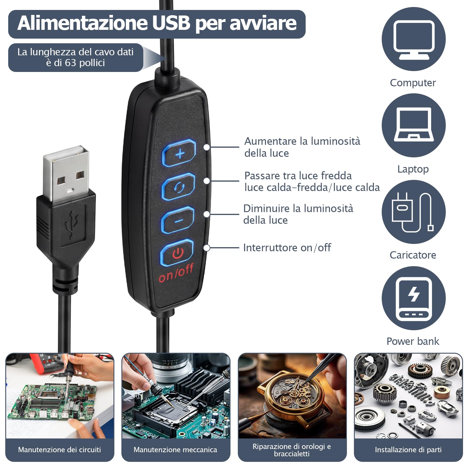 Terza Mano per Saldatura 6X Lente d‘Ingrandimento LED 4 Bracci Flessibili Portal circuiti Stazione Saldante per Elettronica Gioielleria Hobby