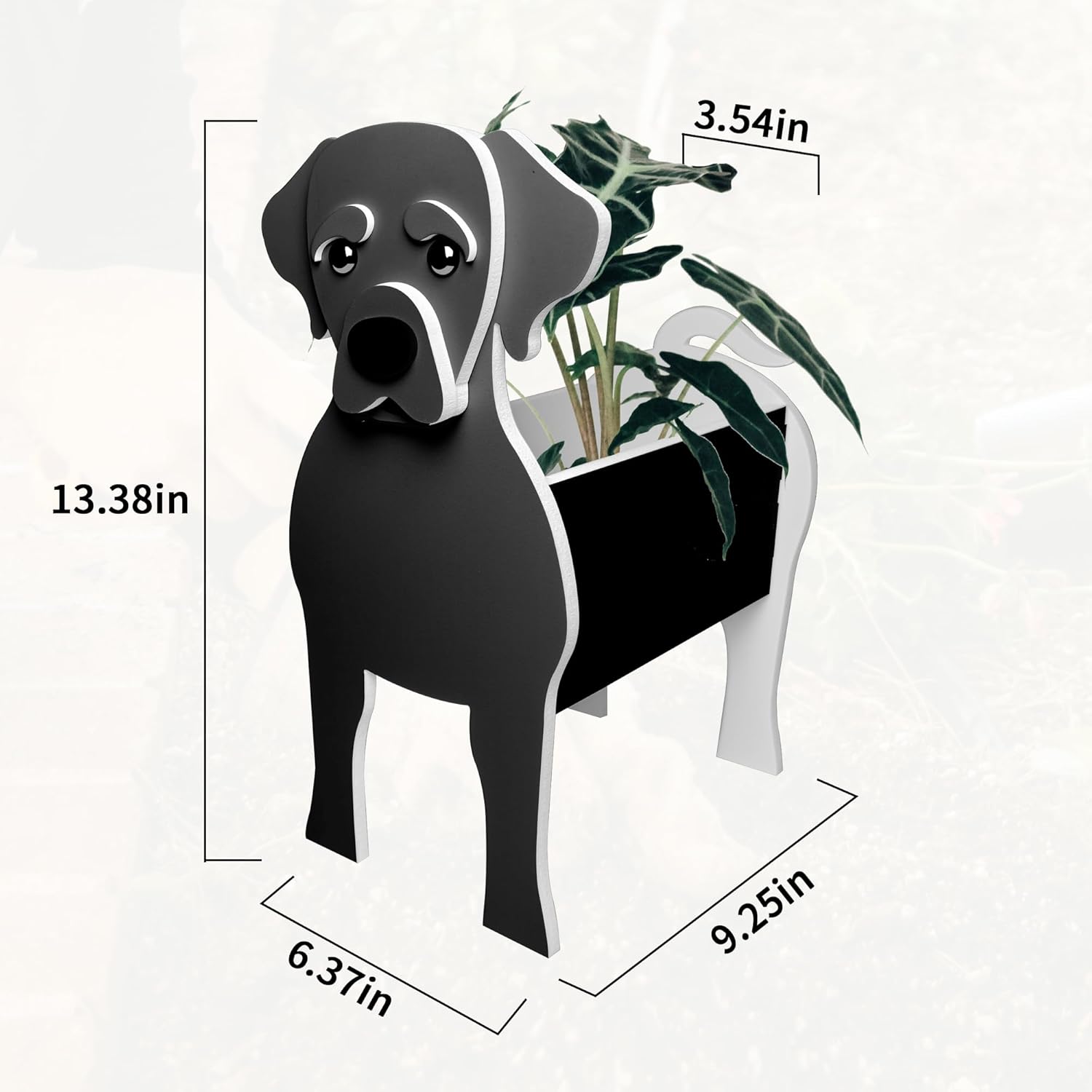 Black Labrador Planter, Cute Animal Shape Flower Planters, Plant Pots for Indoor/Outdoor Garden Decor, Unique Gifts/Souvenirs for Pet Lovers (Black)