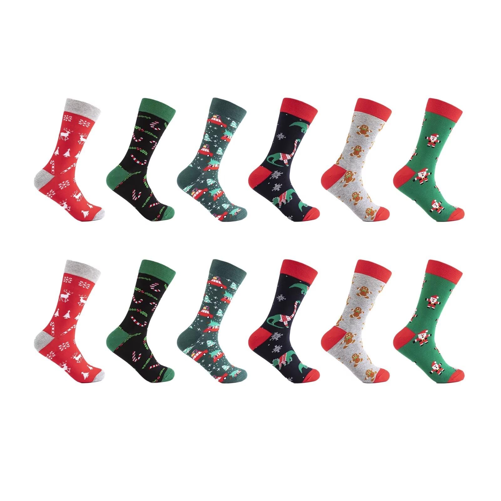 6 paires de chaussettes de Noël pour femmes, cadeaux pour femmes et filles, chaussettes de vacances amusantes et colorées en coton