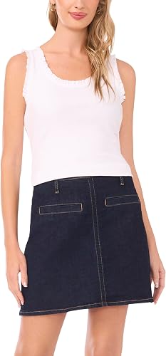 Vince Camuto Women's Ruffle Rib Tank Ultra White Large