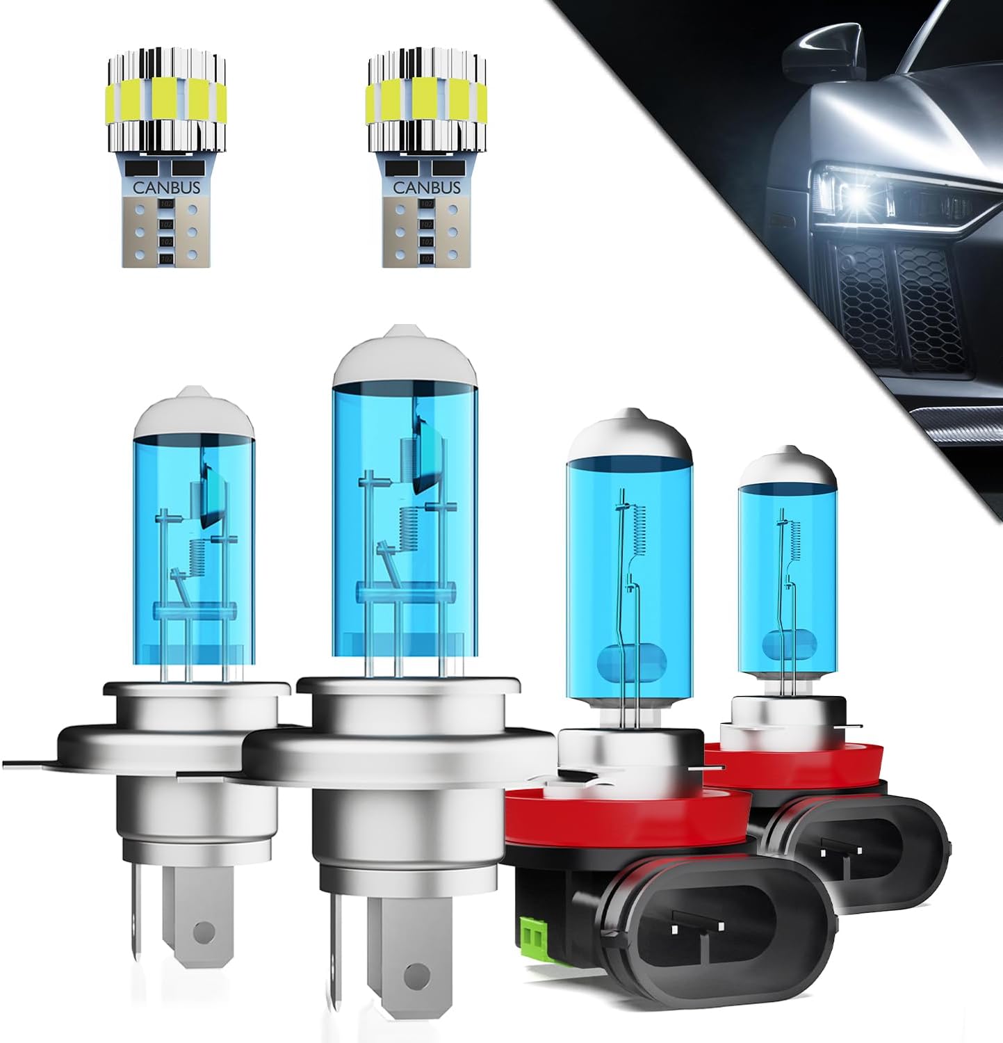 - Headlights+ License Plate Lights Fit For Nissan Maxima 2019 Light Bulbs,9003/H4/HB2 High/Low Beams+ h11 Fog Lights+ License Plate Lights Combo,Plug And Play,Pack of 6
