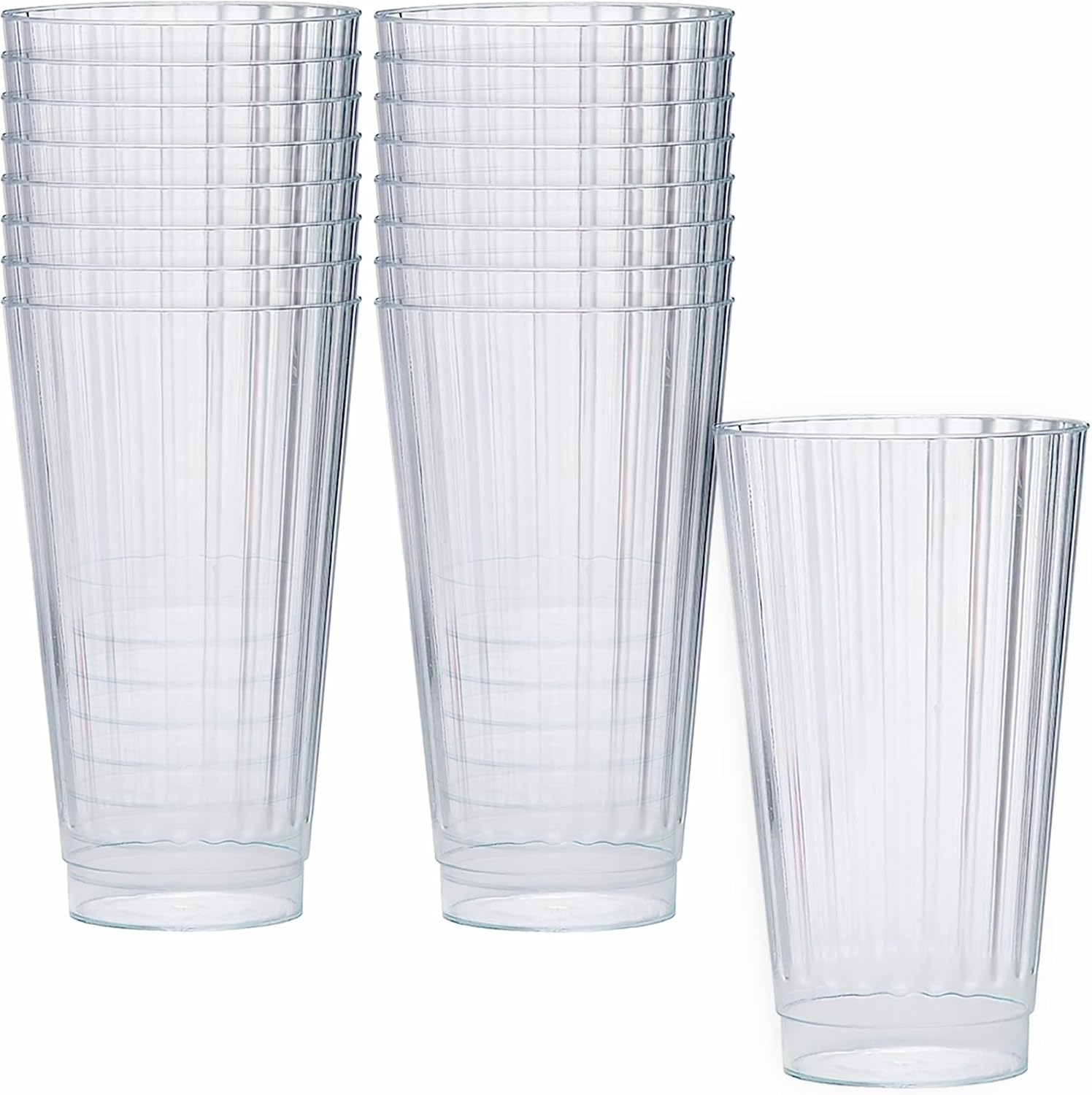 Elegant Clear Premium Plastic Tumblers - 16 oz. (Pack of 16) - Perfect for Parties, Weddings & Events