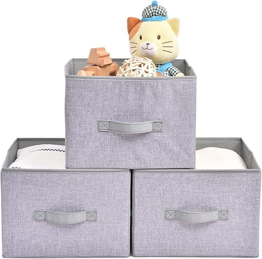 Amazon Amazon限定ブランド Fingooo 収納 ボックス ケース 箱 キューブボックス 折りたたみ式 水洗い 服 おもちゃ おやつ 押入れ 取っ手 引き出し 布 3点セット 収納ケース ボックス オンライン通販