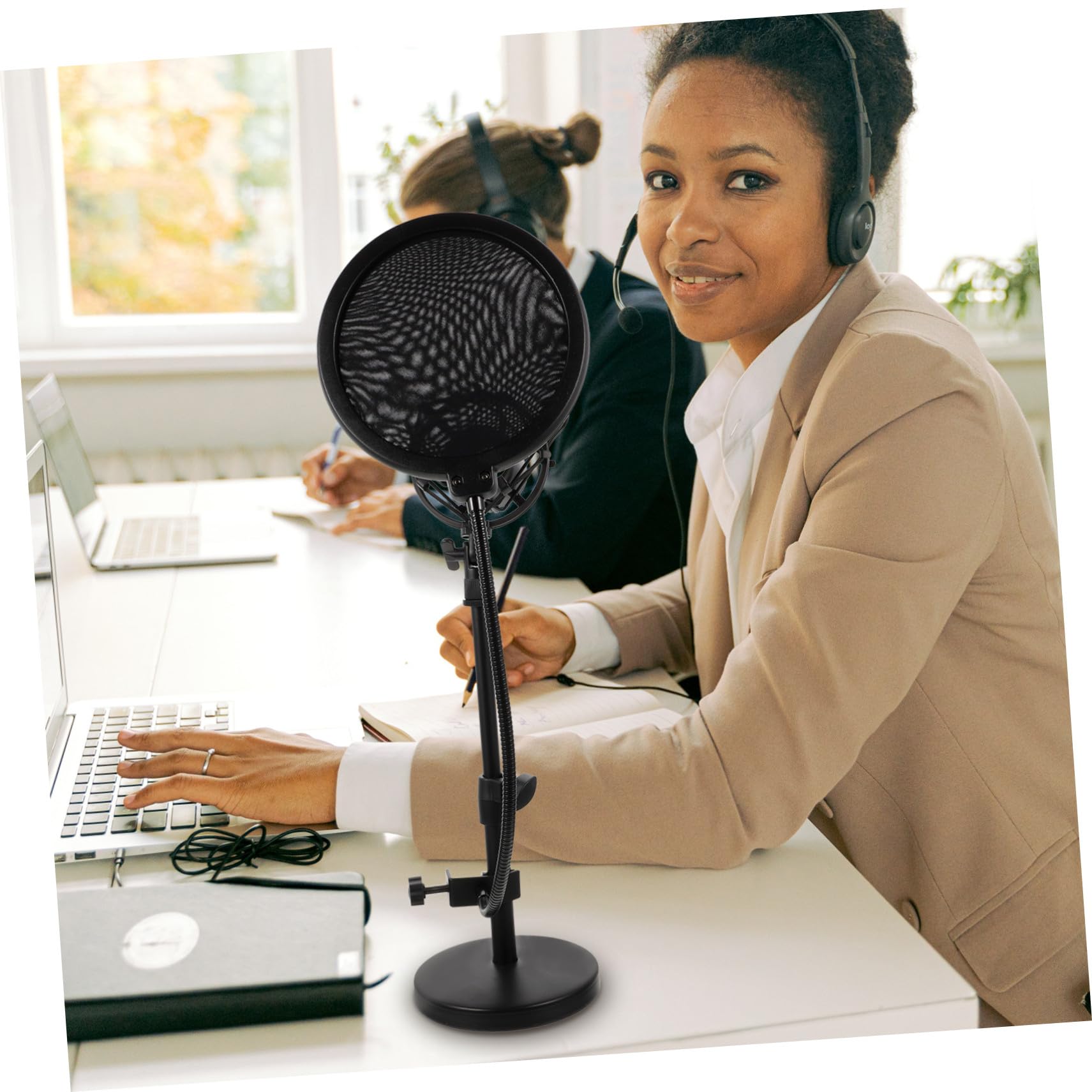 PRETYZOOM Metallmikrofonständer Tischmikrofonhalterung Mikrofonzubehör Robuster Ständer für Heimstudio Podcast Live-übertragung mit Teleskopfunktion und Stabiler Klemme