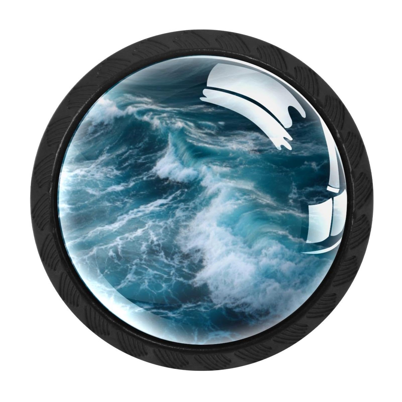 CHENZZZZ 4 Pack Blue Sea Ocean Waves (1) Kitchen Cabinet Knobs Drawer Knobs Door Dresser Handles for Personalized Gifts Great for Any Occasion