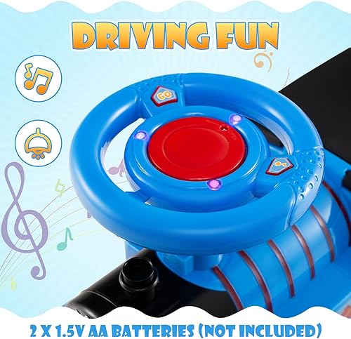 Vista 48 de OLAKIDS Tren de paseo para niños con pista, juguete eléctrico de 6 V con luces y sonidos, reposapiés retráctil, almacenamiento debajo del asiento