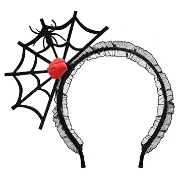 Gistome Halloween Spider Web Headband, Black Lace Hairband, Gothic Cosplay Costume Accessory for Women Hair Accessories Red