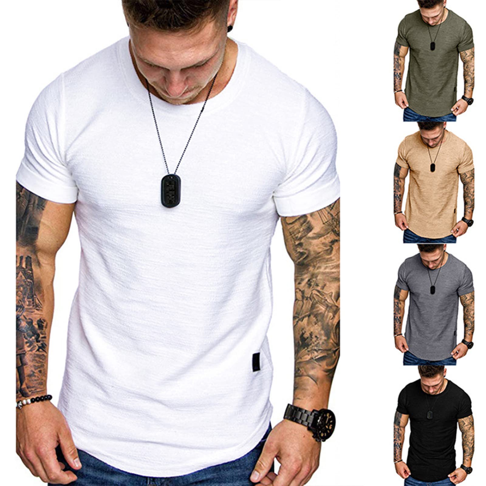 T-shirty z okrągłym dekoltem z krótkim rękawem czysta bawełna męskie rozciągliwe ponadwymiarowe szybkoschnące T-shirty oddychające wygodne