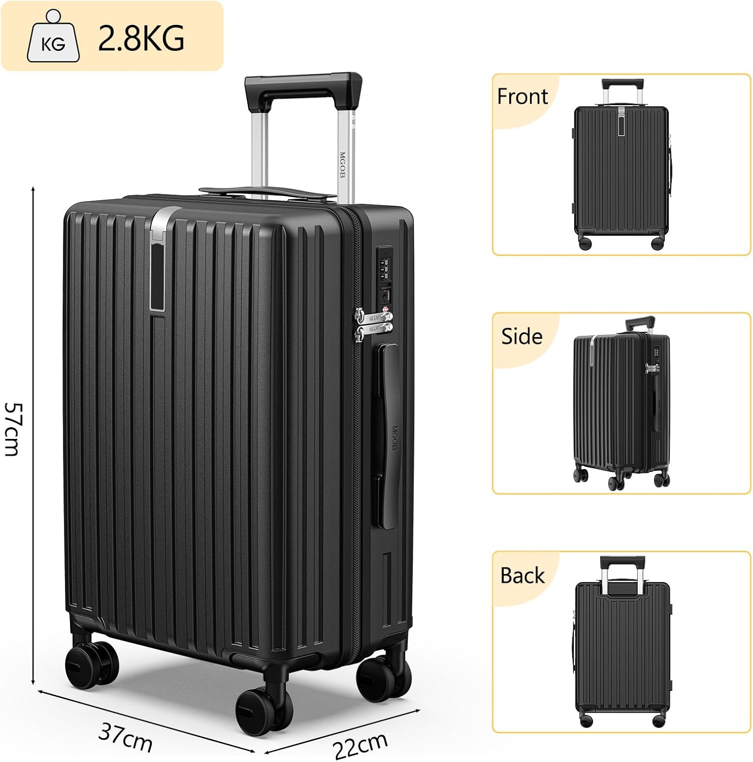 20 Inch Carry On Luggage 22x14x9 Airline Approved, PC Lightweight luggage with Spinner Wheels, 20 Inch Hardside Luggage Carry on with TSA Lock Hard Shell Suitcase for Travel