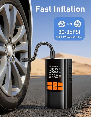 Miniatura 2 de Compresor de aire portátil para inflador de neumáticos, bomba de aire eléctrica con medidor digital de presión de neumáticos, LCD digital dual,