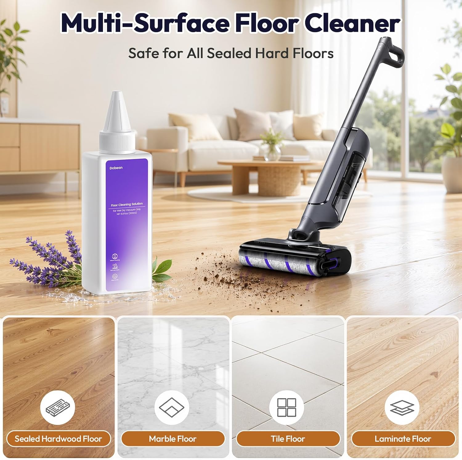 Floor Cleaning Solution Compatible with Narwal S20 Pro/S30 Pro/S30 Wet/Dry | for S10 Pro/S10+/S20 / S20+ Vacuum Floor Washer (200mlx2), Multi-Surface Hardwood Floor Cleaner Replacement Solution, 2 Pack