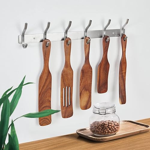 Miniatura 17 de Ganchos de Pared Blancos de Servicio Pesado, Ganchos para Abrigos de 23 Pulgadas para Montaje en Pared con 8 Ganchos, Colgadores de Pared para