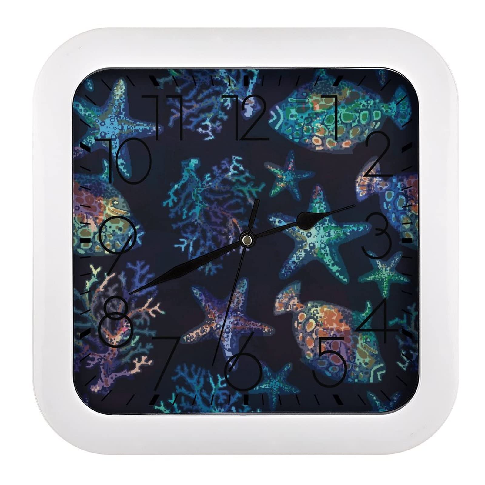 Horloge silencieuse étoile de mer bleue 26x26cm pendule murale moderne maison