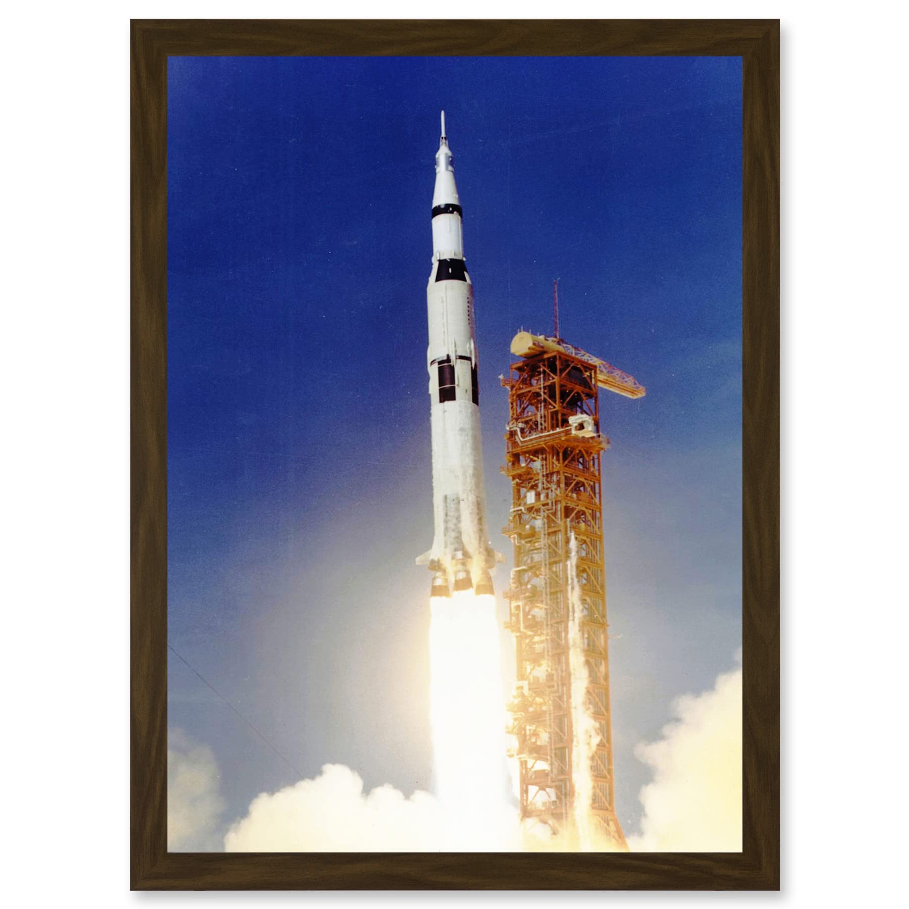 Apollo 11 Saturn V Rocket Launch A4 Framed Wall Art Print - Artery8