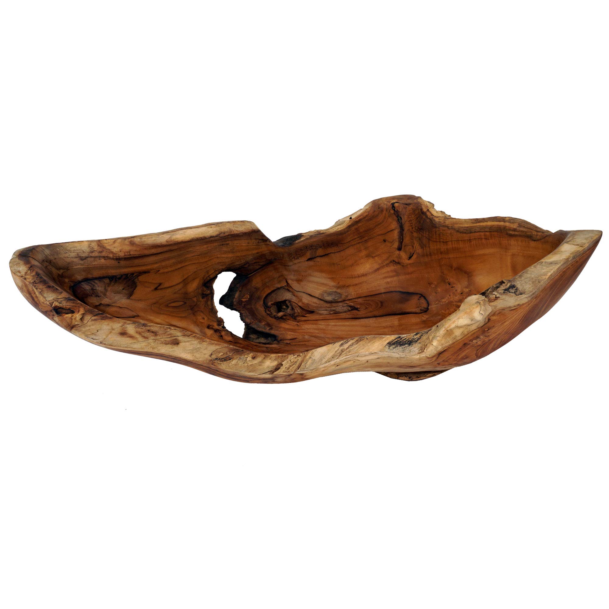 Cepewa Holzschale XL aus Teak Holz in Handarbeit gefertigt | Dekoschale | große Obstschale rund und länglich 40/60 cm (L ca. 60 cm)