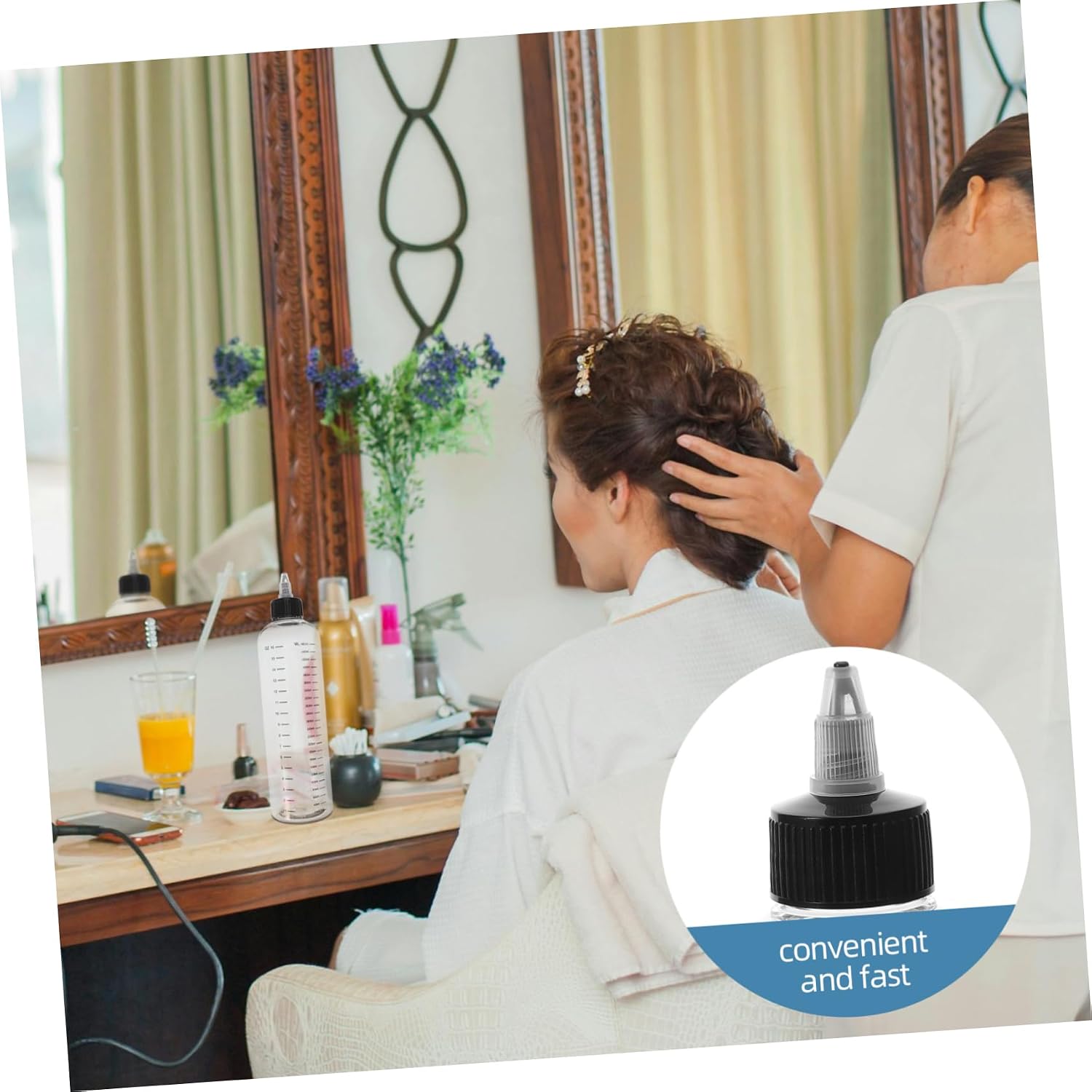 460ml Measuring Hair Color Bottle Reusable PP Squeeze Set, 2 Pack
