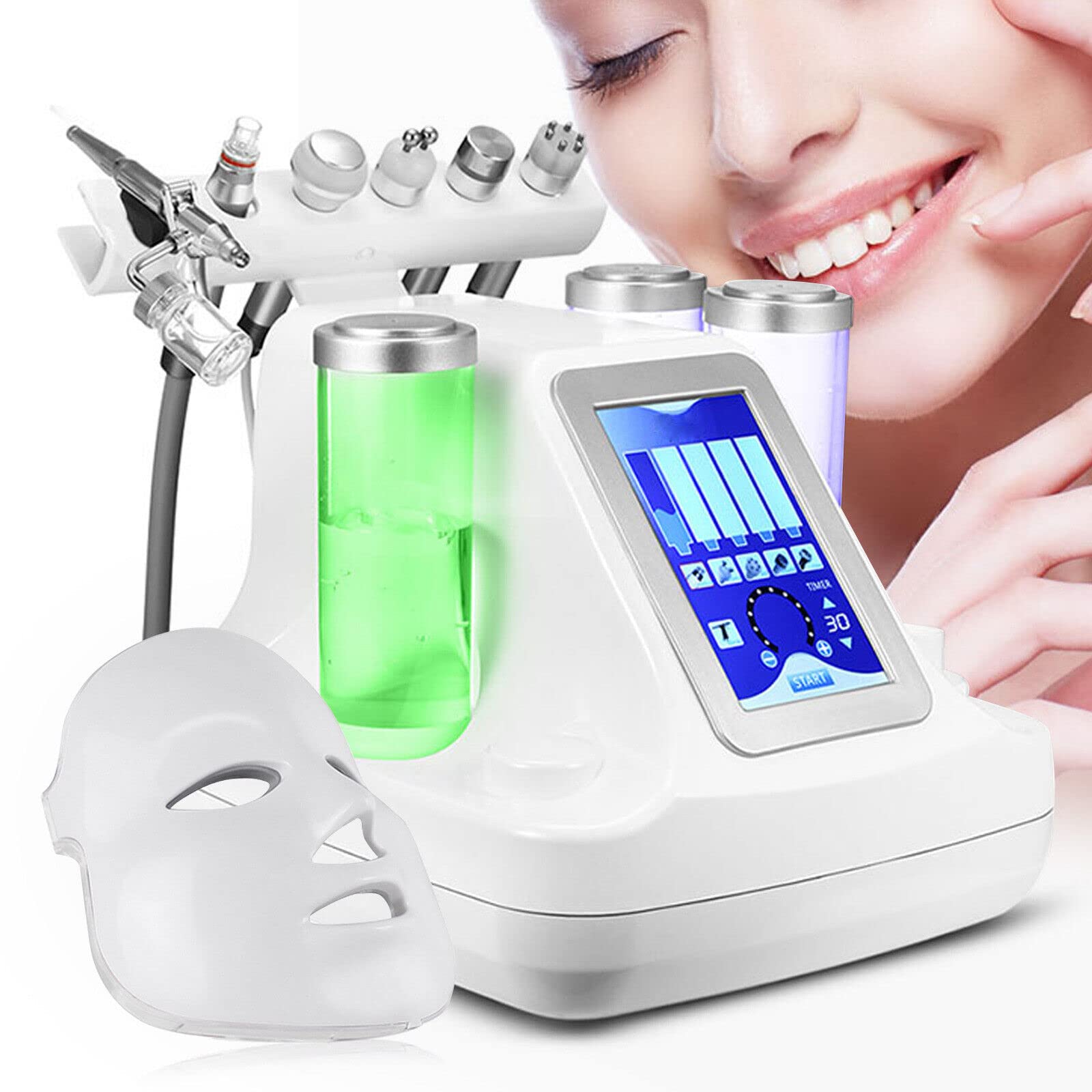 6/7 in 1 Wasser Wasserstoff Sauerstoff Schönheit,Maschine Hydro Dermabrasion Reinigen Gesichts Haut Pflege Jet Schälen Maschine Professionel Haut Verjüngung Klein Blase Gerät (7 In 1)