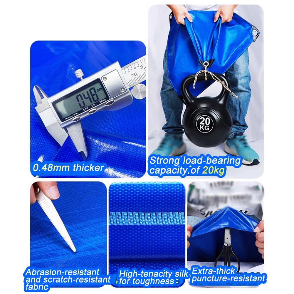 Lona de PVC resistente de 500 g/m² con ojales reforzados, plegable, antidesgarros, para exteriores, lona impermeable de 3 x 6 m, para camping, techo, patio, lluvia y refugio solar