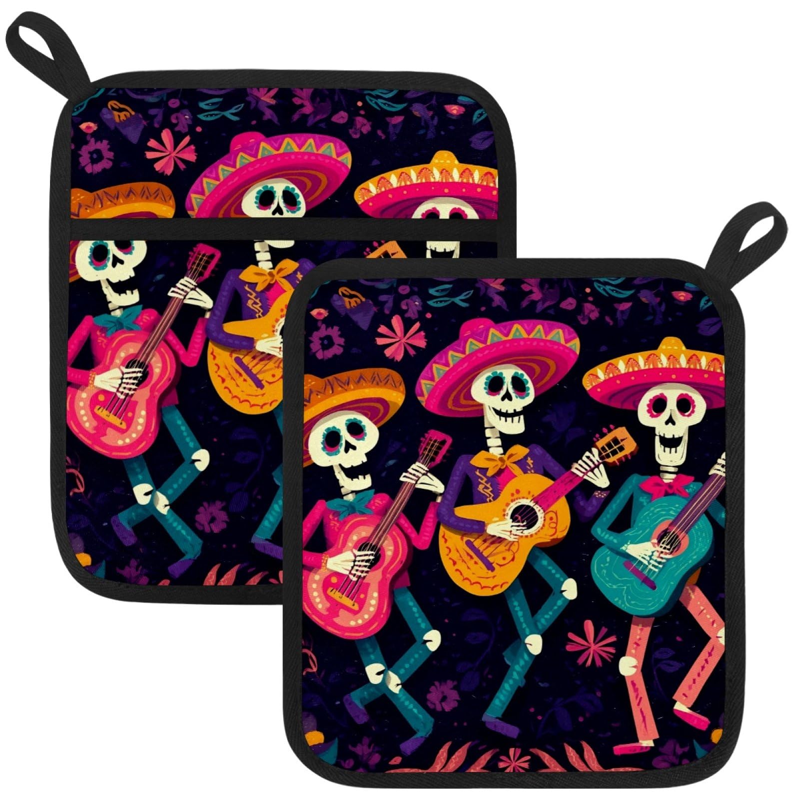 VAPOKF Skeleton Band Pot Holder, Heat Resistant Oven Cloths, Potholders & Oven Gloves, for Kitchen Cooking & Baking, Thick & Safe, Protection of Hands From Hot Utensils