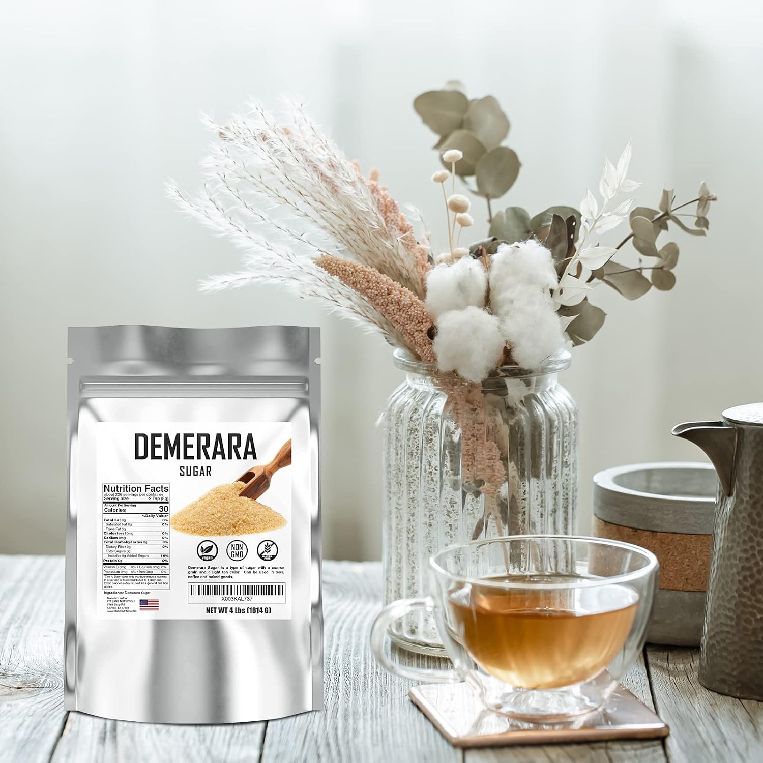 Bulk Demerara Sugar 4 lbs. Unrefined Brown Crystals for Baking & Coffee image 5