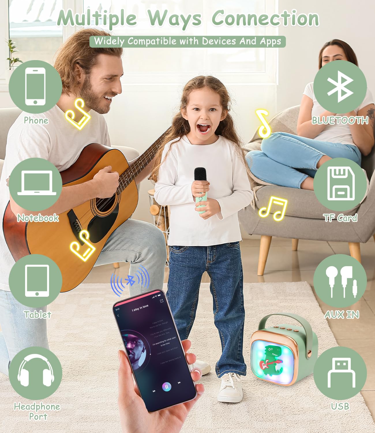 karaoke macchina bambini con 2 microfono karaoke bambini macchina karaoke portatile karaoke con luce LED ed effetti di cambiamento vocale, regali per età 5-12 bambini, ragazzi, ragazze