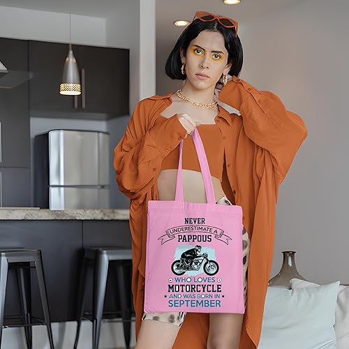 Miniatura 5 de Motorcycle Loving DADA Born in OCTOBER Perfect Gift Idea Natural White Multicolor Canvas Tote Bag