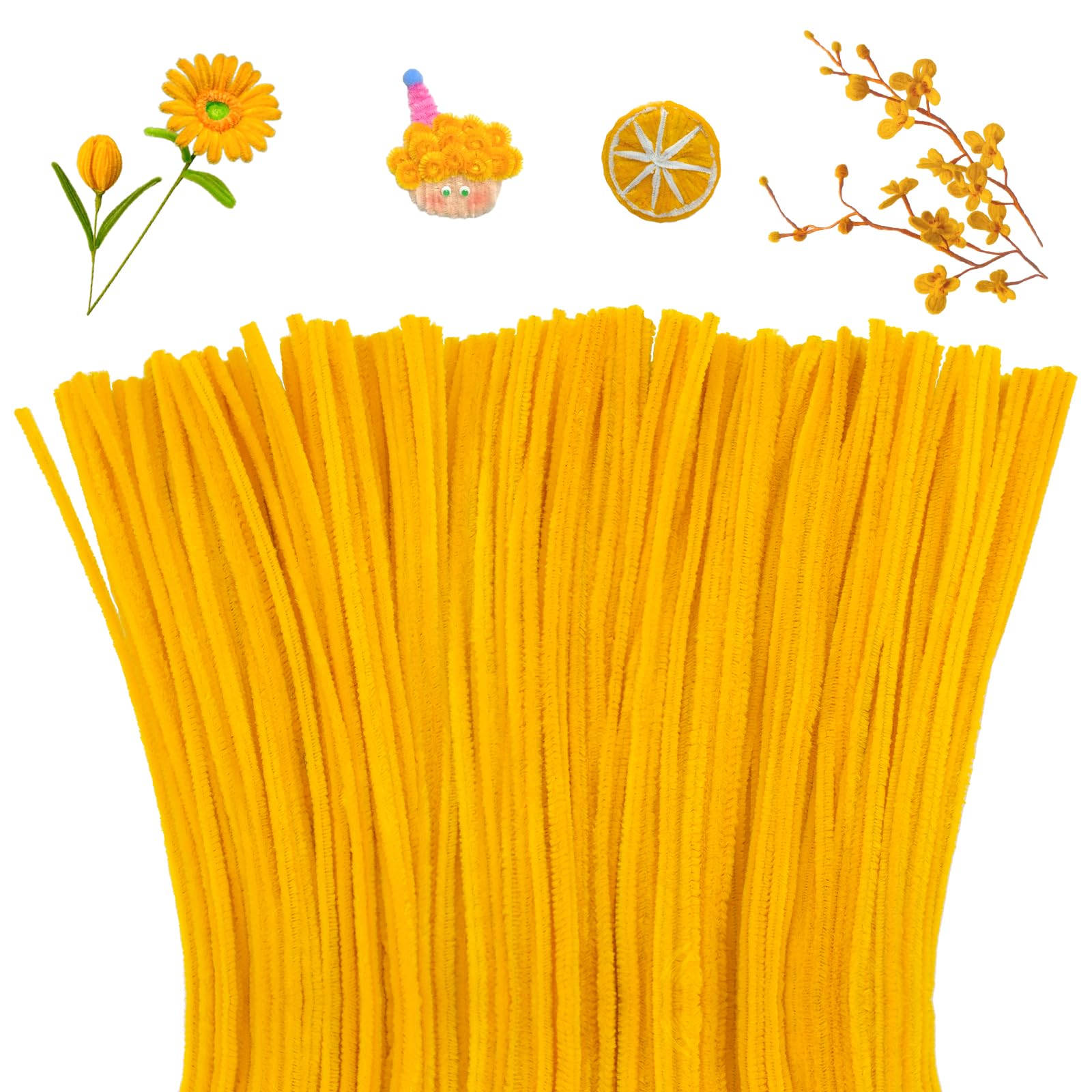 Mnuizu 200pcs Pipe Cleaners,Pipe Cleaners Chenille Stems for Craft, Fuzzy Sticks Christmas Craft Supplies for DIY Art & Creative Crafts Decorations（Golden）